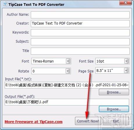 TipCase Text To PDF Converter,TXT转PDF,PDF转换